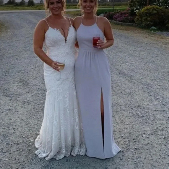 Park & Fifth Rosewood Halter Maxi Dress Dove Grey Size 4 - Picture 6 of 15